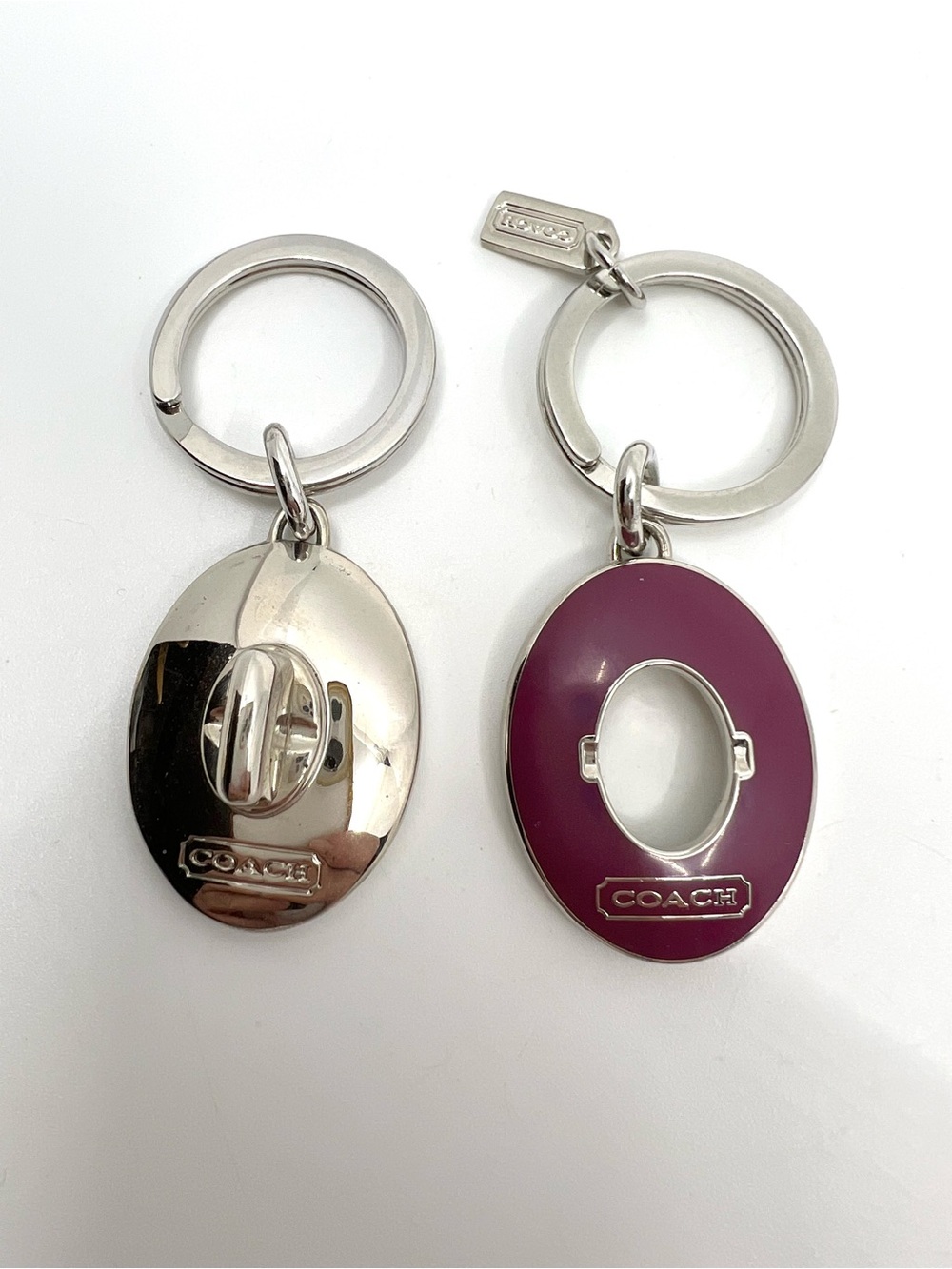 Coach Y2K Oval Purple Turnlock fob double valet keychain bag charm - like New - Picture 11 of 14